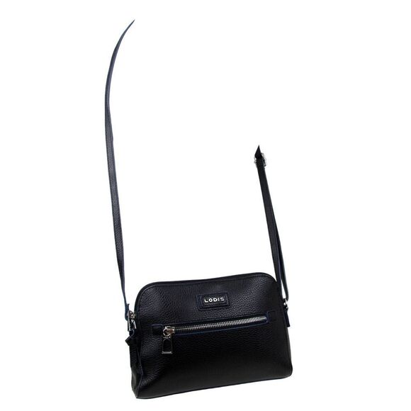 LODIS PEBBLED BLACK GENUINE LEATHER CROSSBODY SHOULDER BAG HANDBAG PURSE - Picture 2 of 12